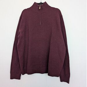 J. Crew Men's Burgundy Lambswool Knit Long Sleeve Quarterzip Sweater Sz XL